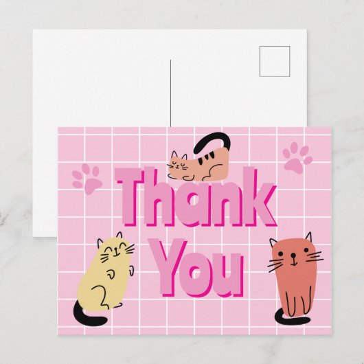 Doodlekatten Bedankt Briefkaart (Voorkant / Achterkant)