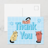 Doodlekatten Blauwe Dank je wel  Briefkaart (Voorkant / Achterkant)