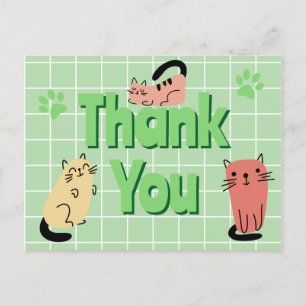 Doodlekatten Groen Bedankt  Briefkaart