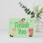 Doodlekatten Groen Bedankt  Briefkaart (Staand voorkant)