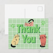 Doodlekatten Groen Bedankt  Briefkaart (Voorkant / Achterkant)