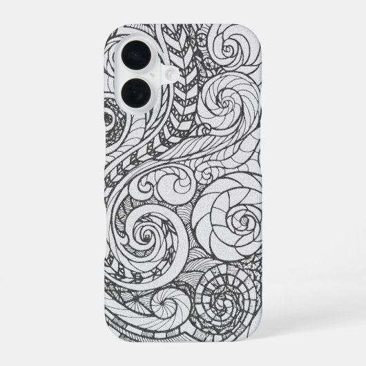 Doodleontwerp iPhone 16 Hoesje (Achterkant)