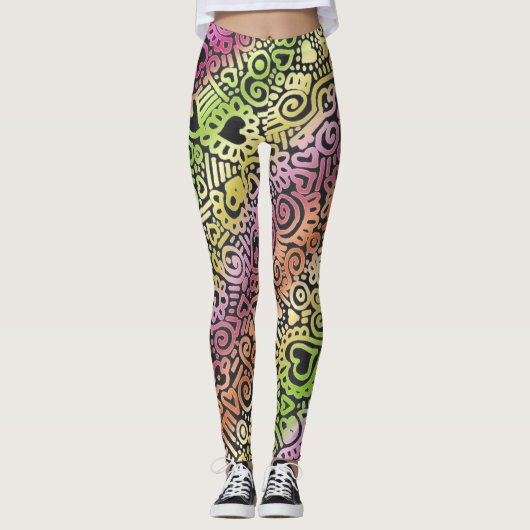 Doodlepatroon Broek Leggings (Voorkant)