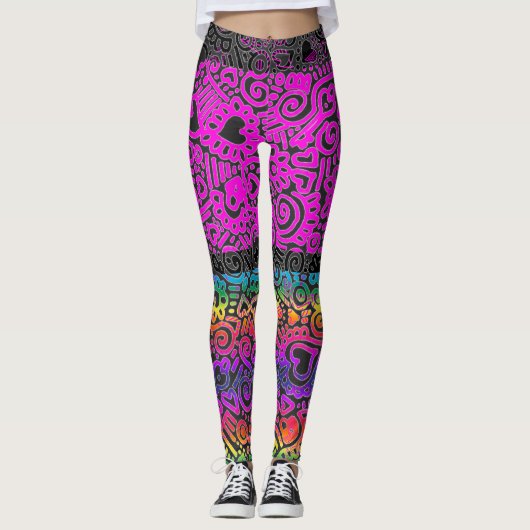 Doodlepatroon Broek Leggings (Voorkant)