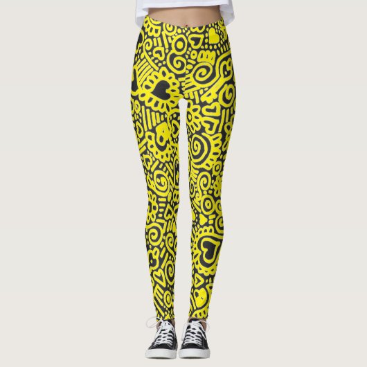 Doodlepatroon Broek Leggings (Voorkant)