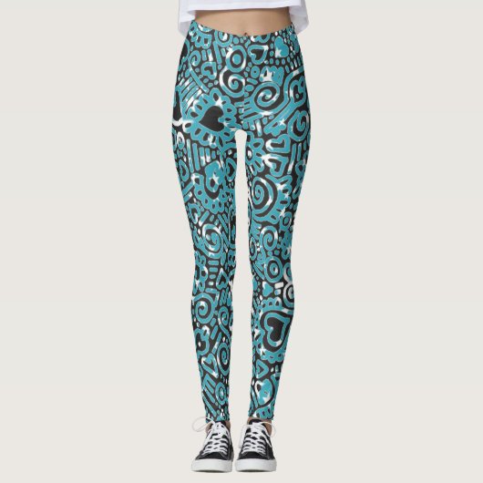 Doodlepatroon Broek Leggings (Voorkant)
