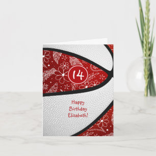 doodlepatroon rood wit basketbal elke gelegenheid kaart