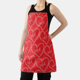 Doodles Black Hearts Valentines Day Red Schort