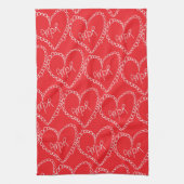 Doodles Black Hearts Valentines Day Red Theedoek (Verticaal)