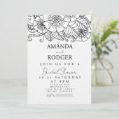Doodles Bloemen Botanicals Bruiloftsfeest Kaart (Staand voorkant)
