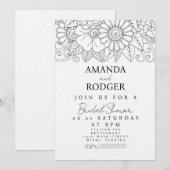Doodles Bloemen Bruidsmeisjesfeest Kaart (Voorkant / Achterkant)