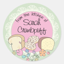 Doodles brood kaneel uit de keuken van ronde sticker