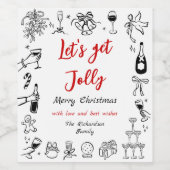 Doodles Christmas Wine Bottle Label Drink Eigenzin Wijn Etiket (Enkel label)