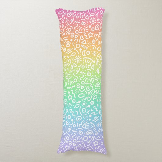Doodles! Fun Rainbow Lichaamskussen (Voorkant Verticaal)