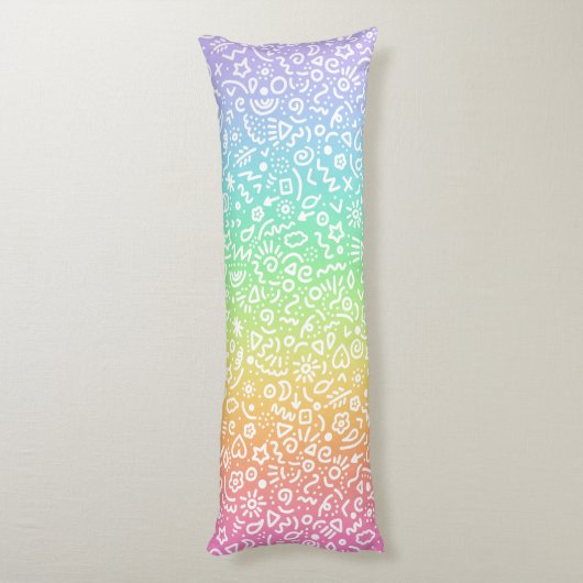 Doodles! Fun Rainbow Lichaamskussen (Achterkant (Verticaal))
