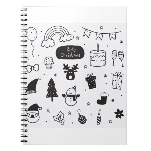 Doodles kerstpictogrammen notitieboek (Voorkant)