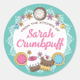 Doodles koekjes cupcakes uit de keuken van de klas ronde sticker