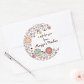 Doodles koekjes cupkoekjes bloemen bakkerijsnoep ronde sticker (Envelop)