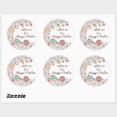 Doodles koekjes cupkoekjes bloemen bakkerijsnoep ronde sticker (Vel)