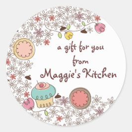 Doodles koekjes cupkoekjes bloemen bakkerijsnoep ronde sticker
