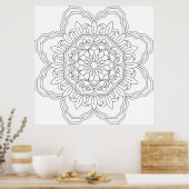 Doodles mandala naadloos. Volwassen kleur Poster (Keuken)