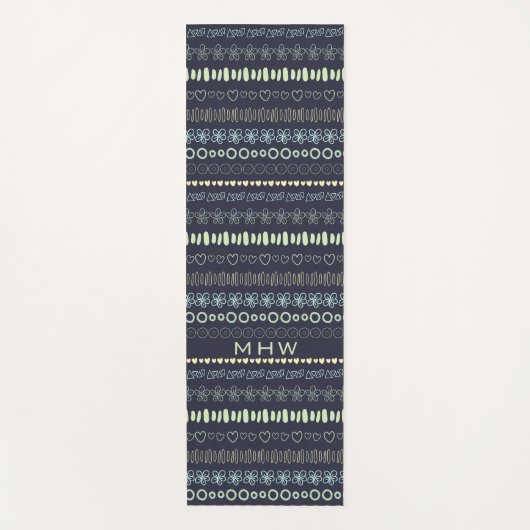 Doodles Patroon op maat monogram yogamat (Voorkant)