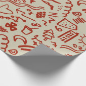 Doodles red en beige cadeaupapier (Hoek)