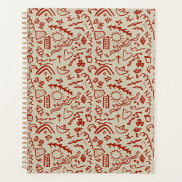 Doodles red en beige planner