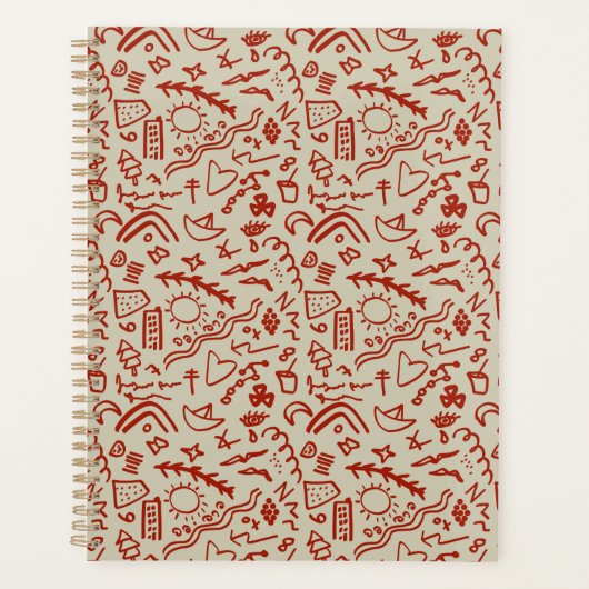 Doodles red en beige planner (Voorkant)