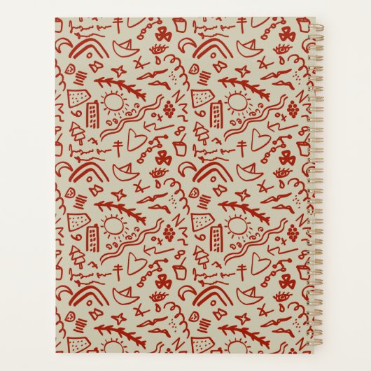 Doodles red en beige planner (Achterkant)