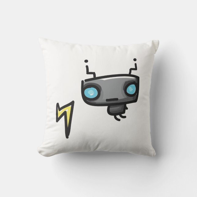 Doodles Robot Square Pillow Kussen (Voorkant)
