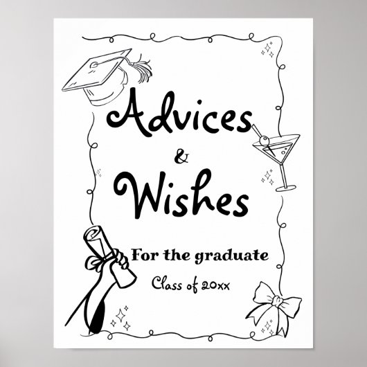 Doodles stijl Hand getrokken Afstuderen Adviezen & Poster (Voorkant)