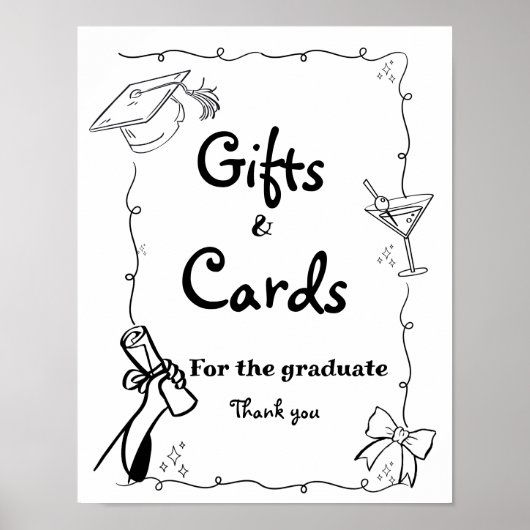 Doodles stijl Hand getrokken Afstuderen geschenken Poster (Voorkant)
