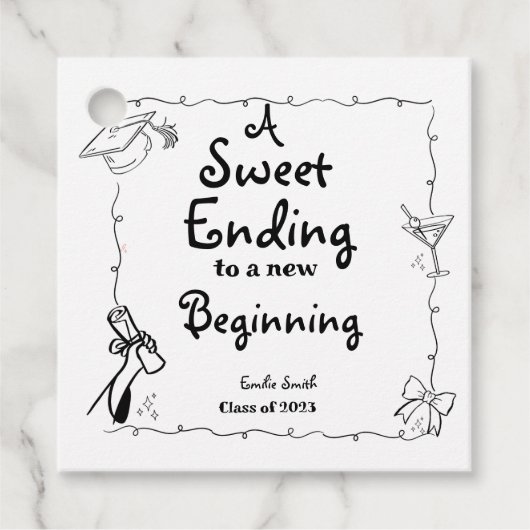 Doodles stijl Hand getrokken Afstuderen gunsten te Bedankjes Labels (Voorkant)