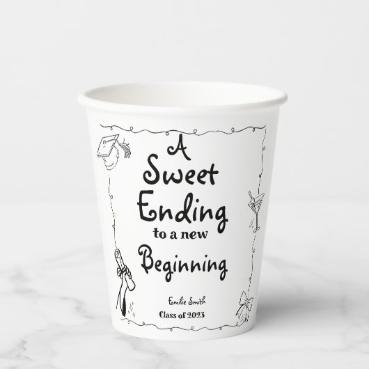 Doodles stijl Hand getrokken Afstuderen gunsten te Papieren Bekers (Voorkant)