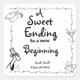 Doodles stijl Hand getrokken Afstuderen gunsten te Vierkante Sticker