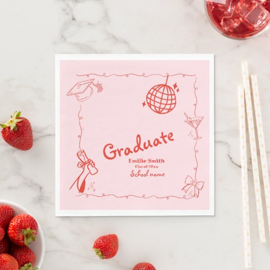 Doodles stijl Hand getrokken Graduation Party Servet (Insitu)