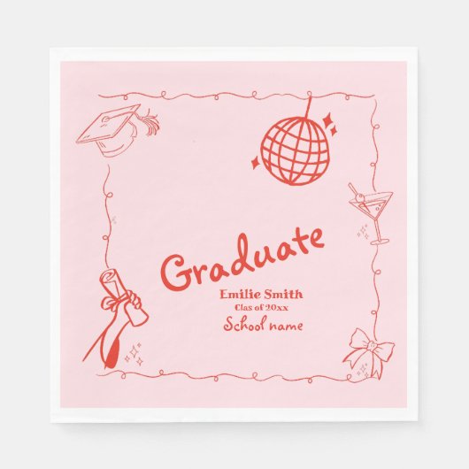 Doodles stijl Hand getrokken Graduation Party Servet (Voorkant)