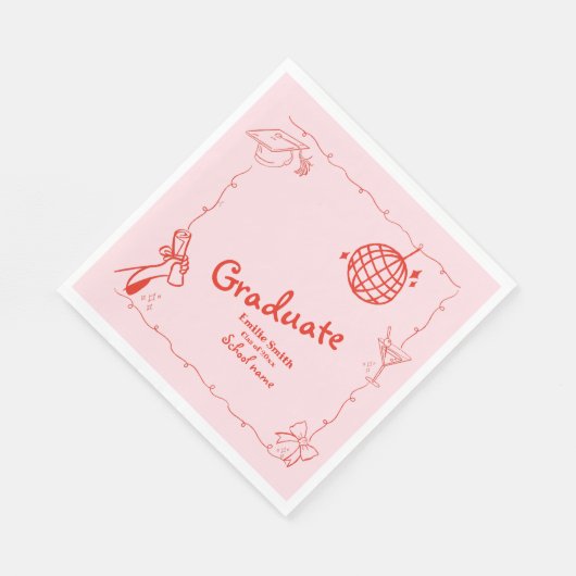 Doodles stijl Hand getrokken Graduation Party Servet (Hoek)