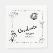 Doodles stijl Hand getrokken Graduation Party Servet (Voorkant)