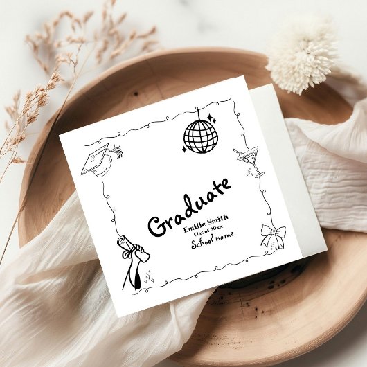 Doodles stijl Hand getrokken Graduation Party Servet