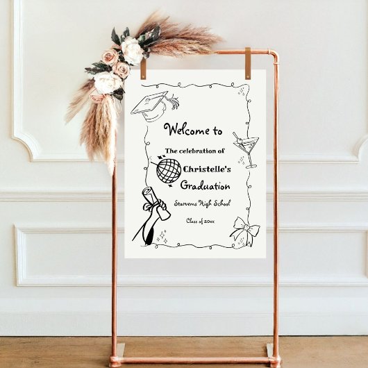 Doodles stijl Hand getrokken Graduation Party welk Poster