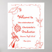 Doodles stijl Hand getrokken Graduation Party welk Poster (Voorkant)
