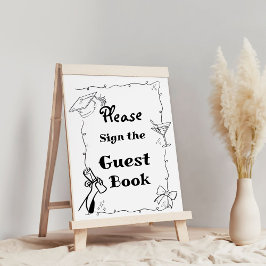 Doodles stijl handgetekend afstudeer gastenboek poster