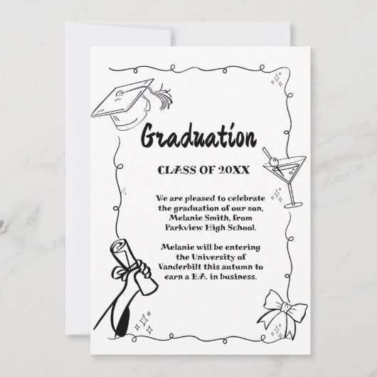 Doodles stijlen Hand getrokken Afstuderen Aankondiging (Voorkant)