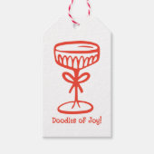 Doodles van Joy Champagne Glas Kerstmis Cadeaulabel (Voorkant)