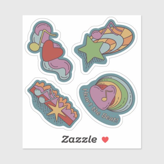 Doodles voor muziekliefhebbers: Blad van Vier Sticker (Vel)