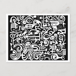Doodles Zwart en Wit Briefkaart