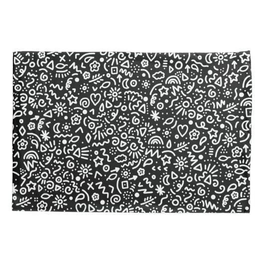 Doodles! Zwarte en witte Kussensloop (Achterkant)