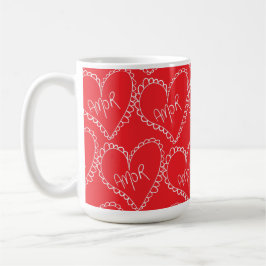 Doodles Zwarte Harten Valentijnsdag Roze Koffiemok